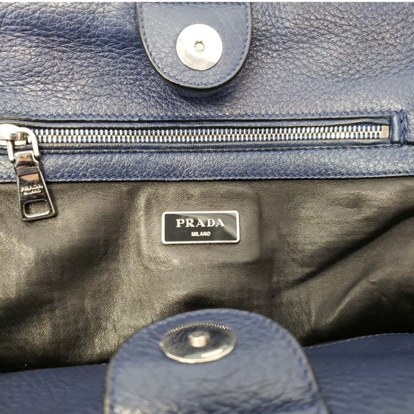 Prada Blue Vitello Daino Tote EUC - Picture 4 of 6